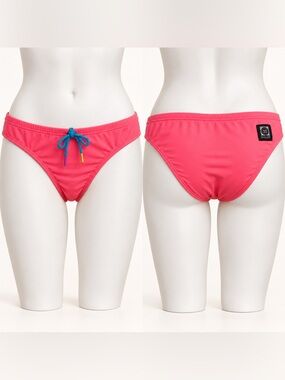 Jolyn Clothing Coral Bikini Bottom with Teal Drawstring